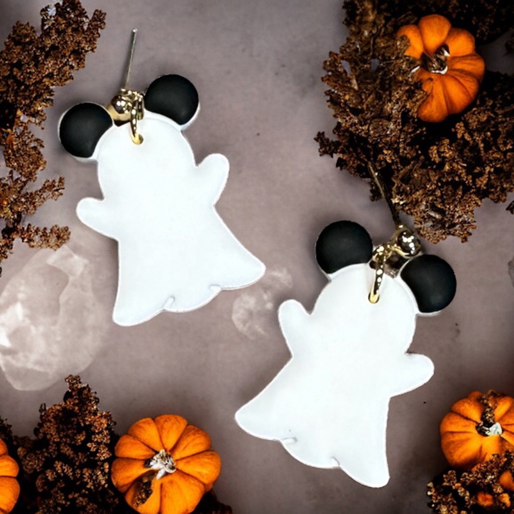 Mickey Mouse Ghosts Polymer Clay Dangle Earrings